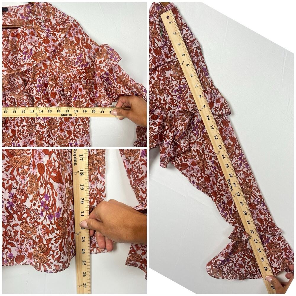 J . Crew Ruffle Crinkle Chiffon Top in Fête Floral Shirt Size S - Picture 9 of 11